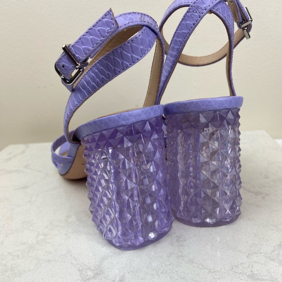 Antonio Melani Katona Snake Print Clear Heel Ankle Strap Block Heels - Picture 9 of 14